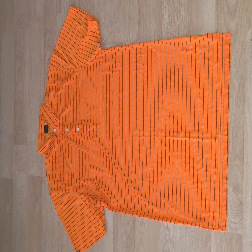 DUNNING GOLF SS SS Striped Orange Blk Tabasco Polo Golf Shirt 2XL